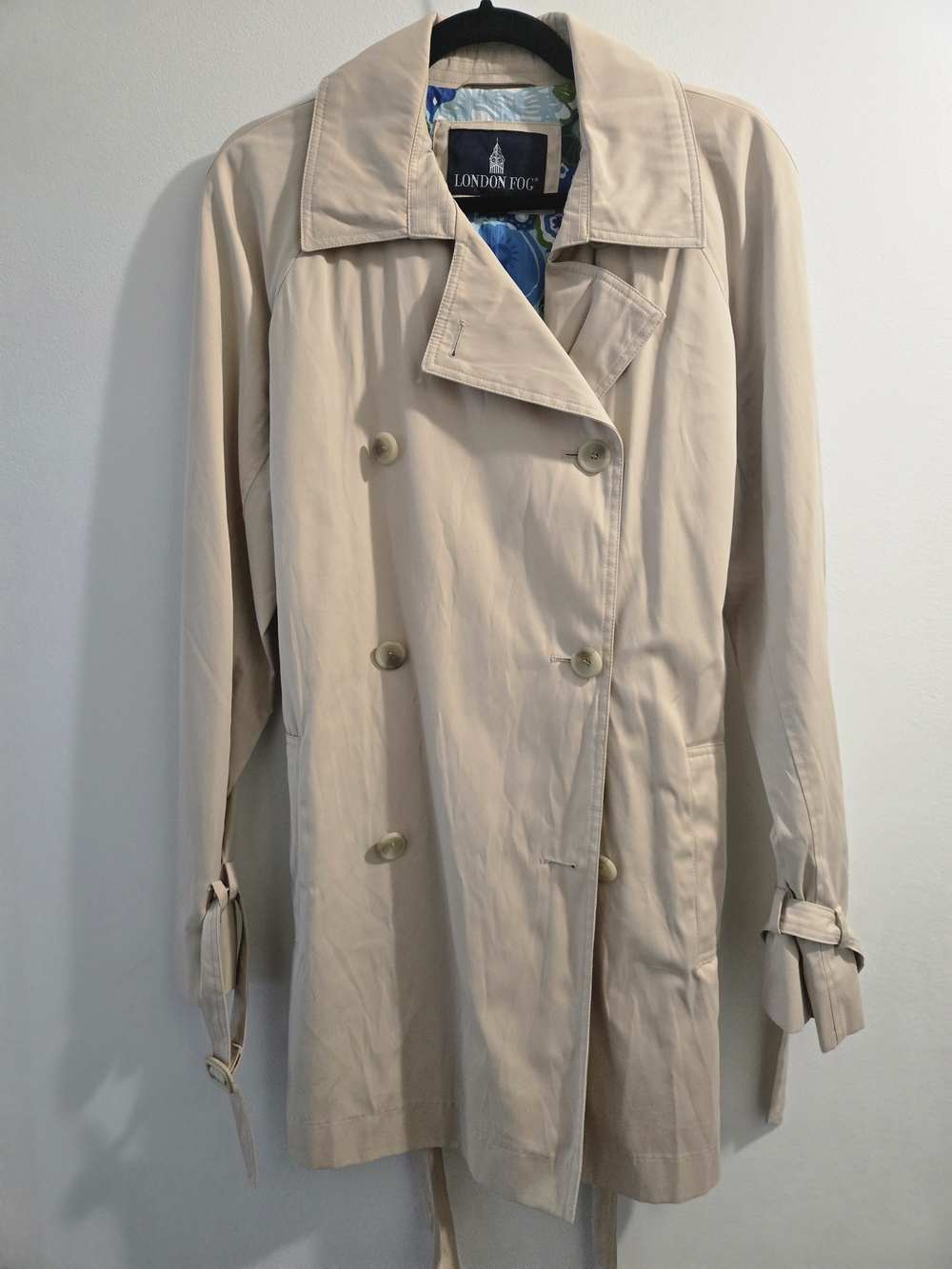 London Fog Women's Light Beige Double-Breasted Trench Coat